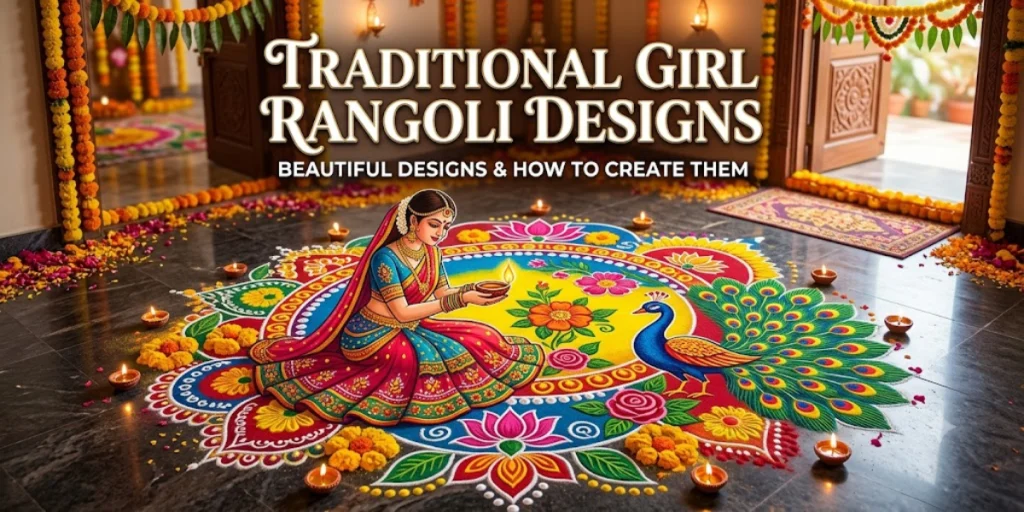Traditional Girl Rangoli Design